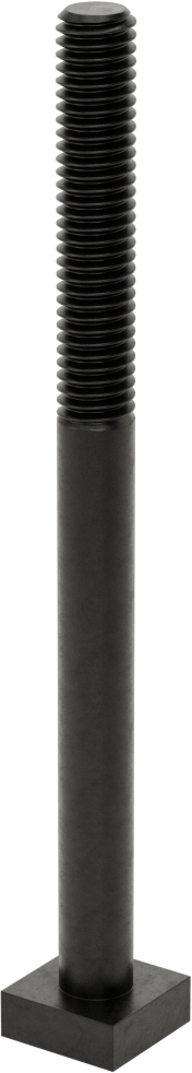 Siyah Oksit Çelik Yuvarlak Boyunlu T-Yuvası Cıvatası, 3/8" Geniş Yivli, 5 inç Uzunluk, 3/8"-16 Diş Boyutu