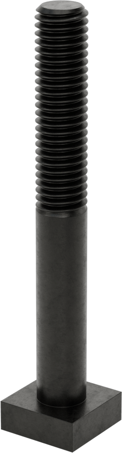 Siyah Oksit Çelik Yuvarlak Boyunlu T-Yuvası Cıvatası, 1/2" Geniş Yiv için, 4" Uzunluk, 1/2"-13 Diş Boyutu