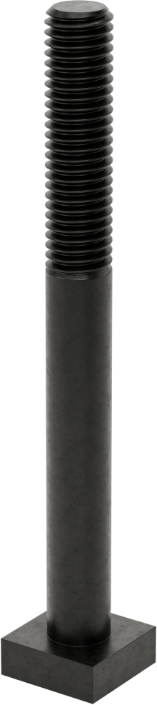 Siyah Oksit Çelik Yuvarlak Boyunlu T-Yuvası Cıvatası, 1/2" Geniş Yiv için, 5 inç Uzunluk, 1/2"-13 Diş Boyutu