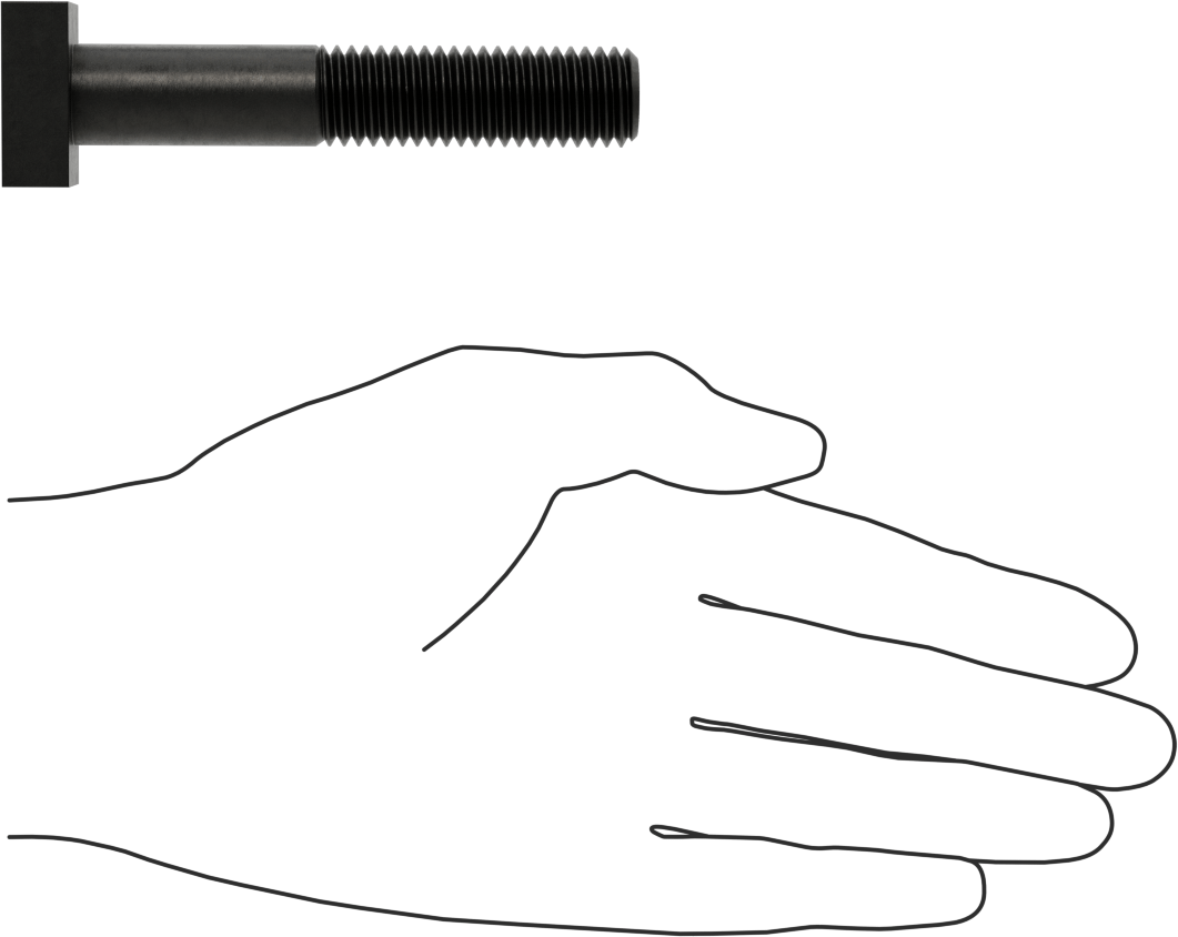 Siyah Oksit Çelik Yuvarlak Boyunlu T-Yuvası Cıvatası, 5/8" Geniş Yuva için, 3-1/2" Uzunluk, 5/8"-11 Diş Boyutu
