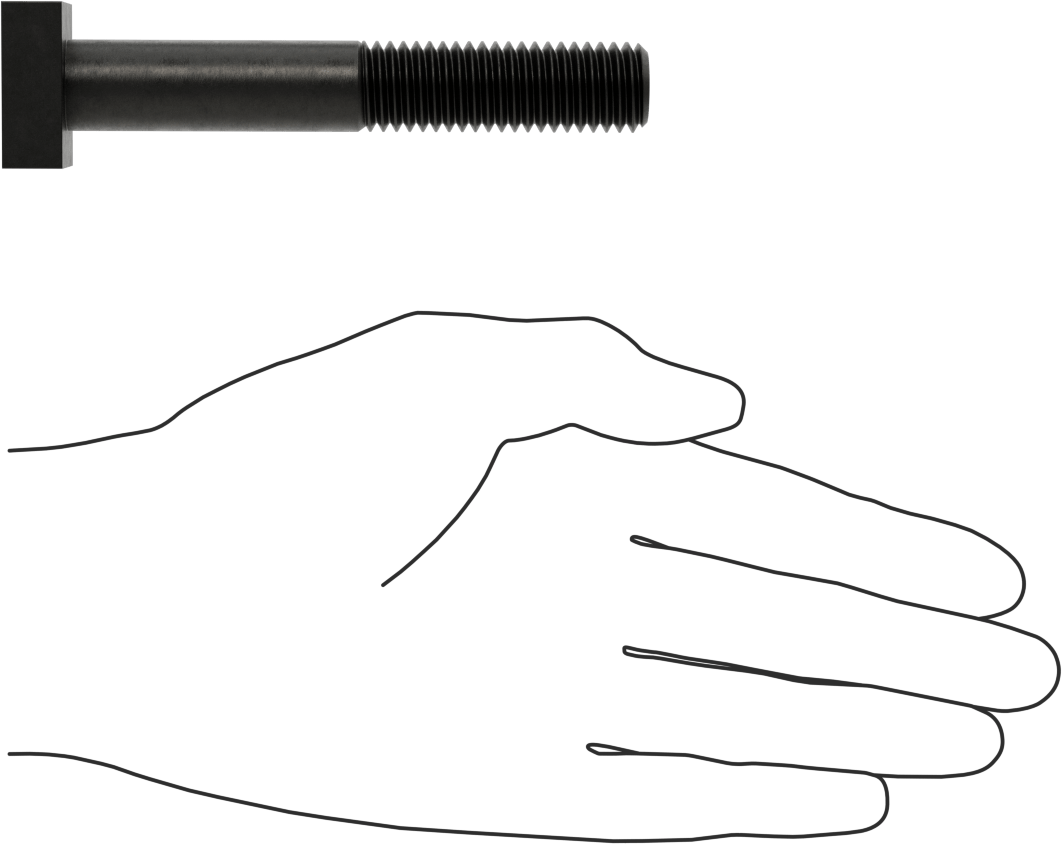 Siyah Oksit Çelik Yuvarlak Boyunlu T-Yuvası Cıvatası, 5/8" Geniş Yuva için, 4" Uzunluk, 5/8"-11 Diş Boyutu
