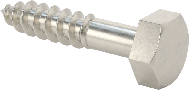 316 Paslanmaz Çelik Altıgen Başlı Ahşap Vida, 1/4" Boyut, 1-1/4" Uzunluk