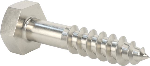 316 Paslanmaz Çelik Altıgen Başlı Ahşap Vida, 1/4" Boyut, 1-1/4" Uzunluk