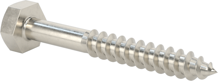 316 Paslanmaz Çelik Altıgen Başlı Ahşap Vida, 1/4" Boyut, 2" Uzunluk