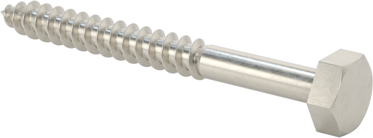 316 Paslanmaz Çelik Altıgen Başlı Ahşap Vida, 1/4" Boyut, 2-1/2" Uzunluk