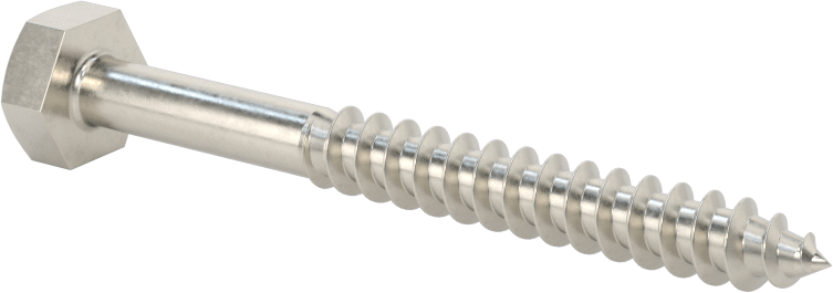 316 Paslanmaz Çelik Altıgen Başlı Ahşap Vida, 1/4" Boyut, 2-1/2" Uzunluk