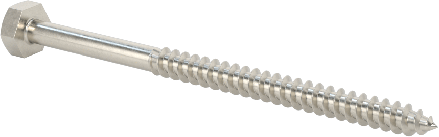 316 Paslanmaz Çelik Altıgen Başlı Ahşap Vida, 1/4" Boyut, 4" Uzunluk