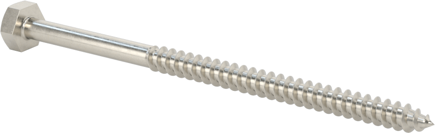316 Paslanmaz Çelik Altıgen Başlı Ahşap Vida, 1/4" Boyut, 4-1/2" Uzunluk