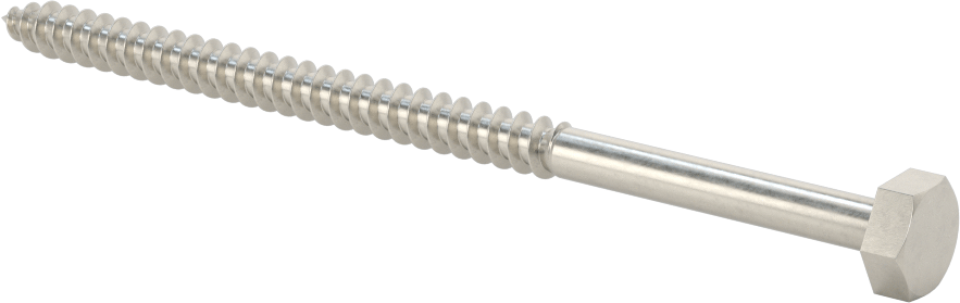 316 Paslanmaz Çelik Altıgen Başlı Ahşap Vida, 1/4" Boyut, 4-1/2" Uzunluk