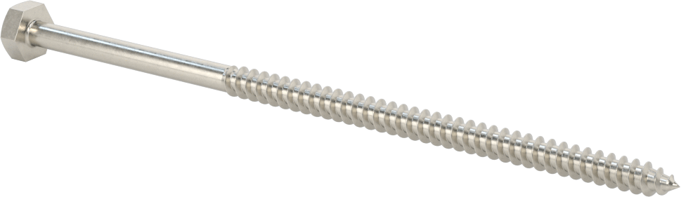 316 Paslanmaz Çelik Altıgen Başlı Ahşap Vida, 1/4" Boyut, 6 inç Uzunluk