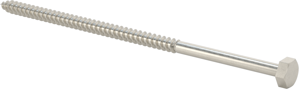 316 Paslanmaz Çelik Altıgen Başlı Ahşap Vida, 1/4" Boyut, 6 inç Uzunluk