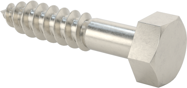 316 Paslanmaz Çelik Altıgen Başlı Ahşap Vida, 5/16" Boyut, 1-1/2" Uzunluk