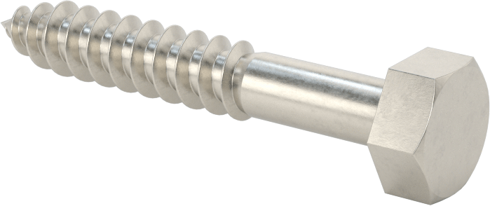 316 Paslanmaz Çelik Altıgen Başlı Ahşap Vida, 5/16" Boyut, 2" Uzunluk