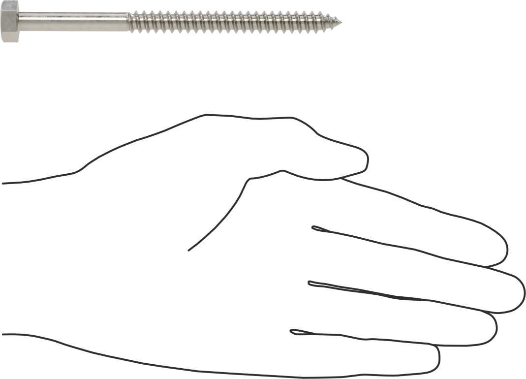 316 Paslanmaz Çelik Altıgen Başlı Ahşap Vida, 5/16" Boyut, 4-1/2" Uzunluk