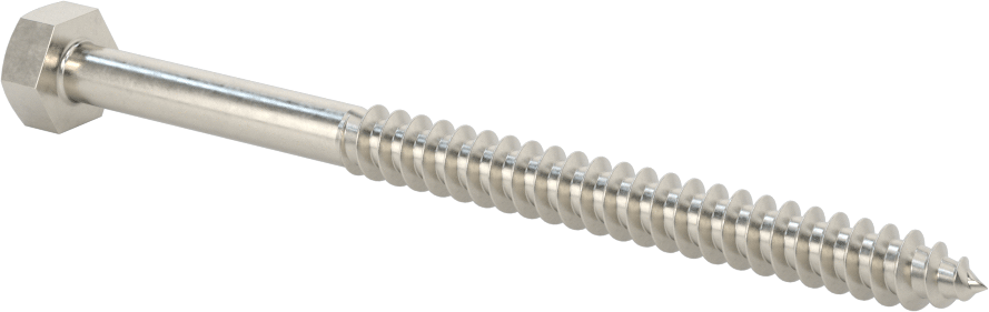 316 Paslanmaz Çelik Altıgen Başlı Ahşap Vida, 5/16" Boyut, 4-1/2" Uzunluk