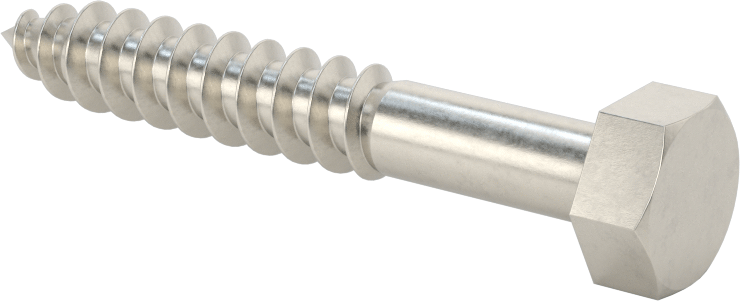 316 Paslanmaz Çelik Altıgen Başlı Ahşap Vida, 3/8" Boyut, 2-1/2" Uzunluk