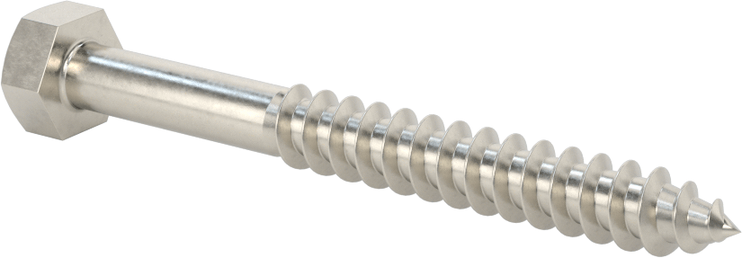 316 Paslanmaz Çelik Altıgen Başlı Ahşap Vida, 3/8" Boyut, 3-1/2" Uzunluk