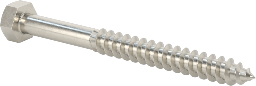 316 Paslanmaz Çelik Altıgen Başlı Ahşap Vida, 3/8" Boyut, 4" Uzunluk