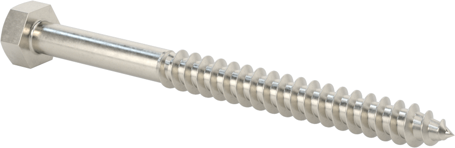 316 Paslanmaz Çelik Altıgen Başlı Ahşap Vida, 3/8" Boyut, 4-1/2" Uzunluk