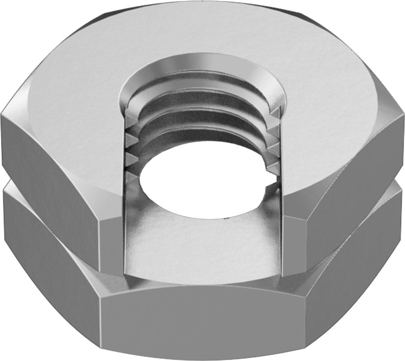 Kaymalı Bükümlü Kapaklı Bölünmüş Somun, Çinko Kaplı Çelik, M10 x 1,5 mm Diş Boyutu