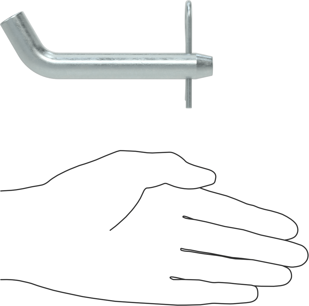 Çinko Kaplı Karbon Çelik Eğri Başlı Çatal Pim, Çatal Pimli, 5/8" Çap, 3" Kullanılabilir Uzunluk