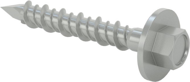 Duvar ve Beton için Diş Açan Vida, Gümüş Kaplı Çelik, Altıgen Pul Başlığı, 1/4" Boyut, 1-3/4" Uzunluk