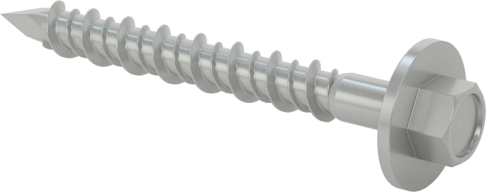 Duvar ve Beton için Diş Açan Vida, Gümüş Kaplı Çelik, Altıgen Pul Başlığı, 1/4" Boyut, 2-1/4" Uzunluk