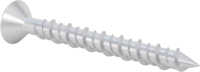 Duvar ve Beton için Diş Açan Vida, Gümüş Kaplı Çelik, Düz Başlık, 3/16" Boyut, 1-3/4" Uzunluk