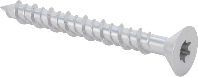 Duvar ve Beton için Diş Açan Vida, Gümüş Kaplı Çelik, Düz Başlık, 3/16" Boyut, 1-3/4" Uzunluk