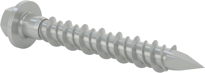 Duvar ve Beton için Diş Açan Vida, Gümüş Kaplı Çelik, Altıgen Pul Başlığı, 5/16" Boyut, 2-1/4" Uzunluk