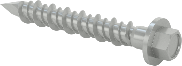 Duvar ve Beton için Diş Açan Vida, Gümüş Kaplı Çelik, Altıgen Pul Başlığı, 5/16" Boyut, 2-1/4" Uzunluk