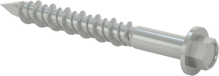 Duvar ve Beton için Diş Açan Vida, Gümüş Kaplı Çelik, Altıgen Pul Başlığı, 5/16" Boyut, 2-3/4" Uzunluk