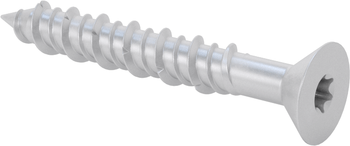 Duvar ve Beton için Diş Açan Vida, Gümüş Kaplı Çelik, Düz Başlık, 5/16" Boyut, 2-1/4" Uzunluk