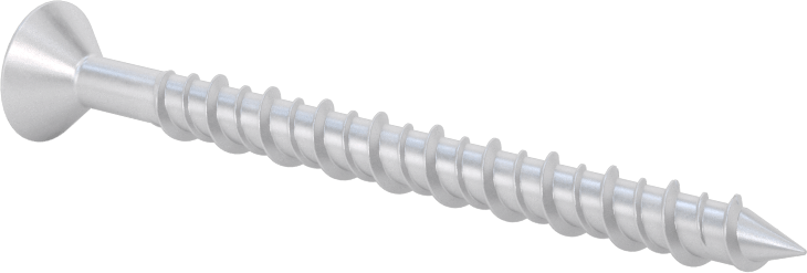 Duvar ve Beton için Diş Açan Vida, Gümüş Kaplı Çelik, Düz Başlık, 3/16" Boyut, 2-1/4" Uzunluk