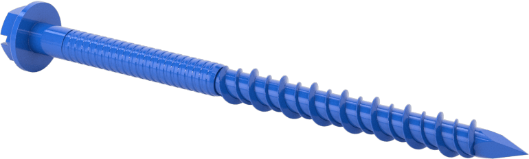 Duvar ve Beton için Diş Açan Vida, Mavi Kaplamalı Çelik, Altıgen Pul Başlığı, 3/16" Boyut, 2-3/4" Uzunluk