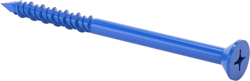 Duvar ve Beton için Diş Açan Vida, Mavi Kaplamalı Çelik, Düz Başlık, 1/4" Vida Boyutu, 3-3/4" Uzunluk