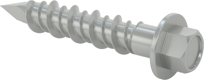Duvar ve Beton için Diş Açan Vida, Altıgen Başlık, Gümüş Kaplı Çelik, 5/16" Vida Boyutu, 1-3/4" Uzunluk