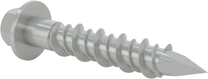 Duvar ve Beton için Diş Açan Vida, Altıgen Başlık, Gümüş Kaplı Çelik, 5/16" Vida Boyutu, 1-3/4" Uzunluk