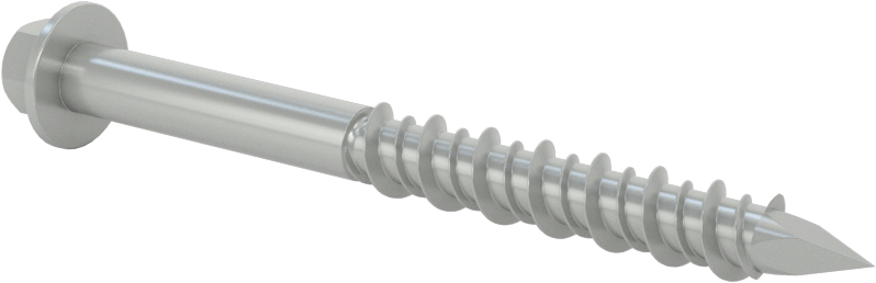 Duvar ve Beton için Diş Açan Vida, Altıgen Başlık, Gümüş Kaplı Çelik, 5/16" Vida Boyutu, 3-1/4" Uzunluk