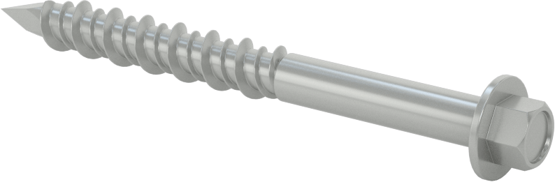 Duvar ve Beton için Diş Açan Vida, Altıgen Başlık, Gümüş Kaplı Çelik, 5/16" Vida Boyutu, 3-1/4" Uzunluk