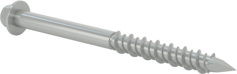 Duvar ve Beton için Diş Açan Vida, Altıgen Başlık, Gümüş Kaplı Çelik, 5/16" Vida Boyutu, 3-3/4" Uzunluk