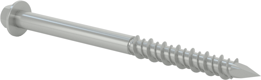Duvar ve Beton için Diş Açan Vida, Altıgen Başlık, Gümüş Kaplı Çelik, 5/16" Vida Boyutu, 4" Uzunluk