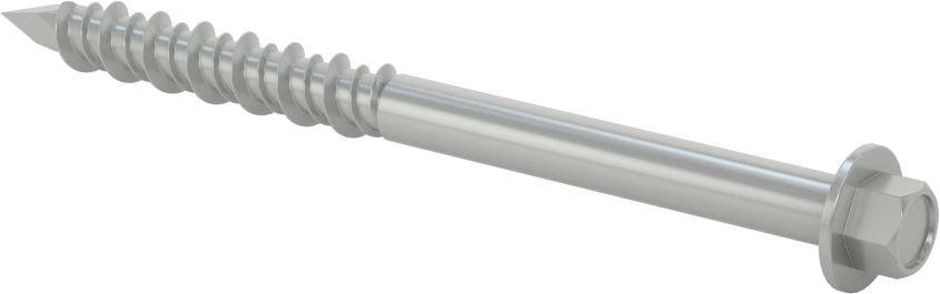 Duvar ve Beton için Diş Açan Vida, Altıgen Başlık, Gümüş Kaplı Çelik, 5/16" Vida Boyutu, 4" Uzunluk