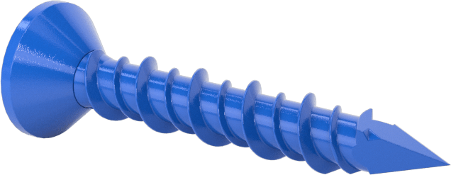 Duvar ve Beton için Diş Açan Vida, Mavi Kaplamalı Çelik, Düz Başlık, 3/16" Vida Boyutu, 1-1/4" Uzunluk