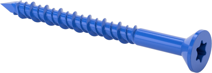 Duvar ve Beton için Diş Açan Vida, Mavi Kaplamalı Çelik, Düz Başlık, 3/16" Vida Boyutu, 2-1/4" Uzunluk