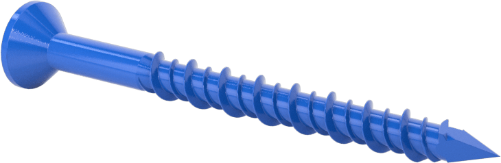 Duvar ve Beton için Diş Açan Vida, Mavi Kaplamalı Çelik, Düz Başlık, 3/16" Vida Boyutu, 2-1/4" Uzunluk