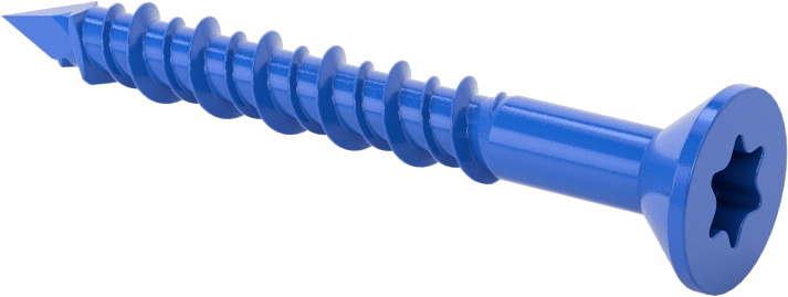 Duvar ve Beton için Diş Açan Vida, Mavi Kaplamalı Çelik, Düz Başlık, 1/4" Vida Boyutu, 2-1/4" Uzunluk