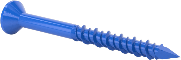 Duvar ve Beton için Diş Açan Vida, Mavi Kaplamalı Çelik, Düz Başlık, 1/4" Vida Boyutu, 2-3/4" Uzunluk
