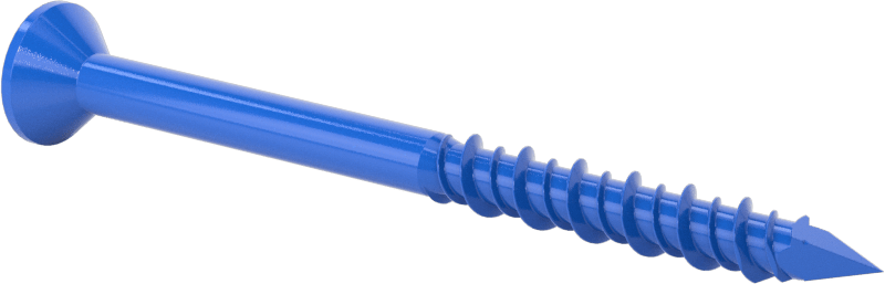 Duvar ve Beton için Diş Açan Vida, Mavi Kaplamalı Çelik, Düz Başlık, 1/4" Vida Boyutu, 3-1/4" Uzunluk