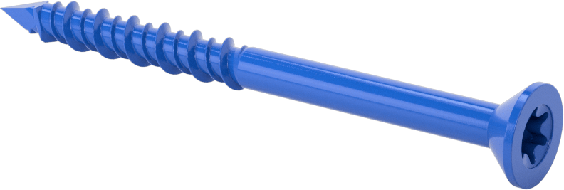 Duvar ve Beton için Diş Açan Vida, Mavi Kaplamalı Çelik, Düz Başlık, 1/4" Vida Boyutu, 3-1/4" Uzunluk